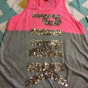 Pink glitter tank